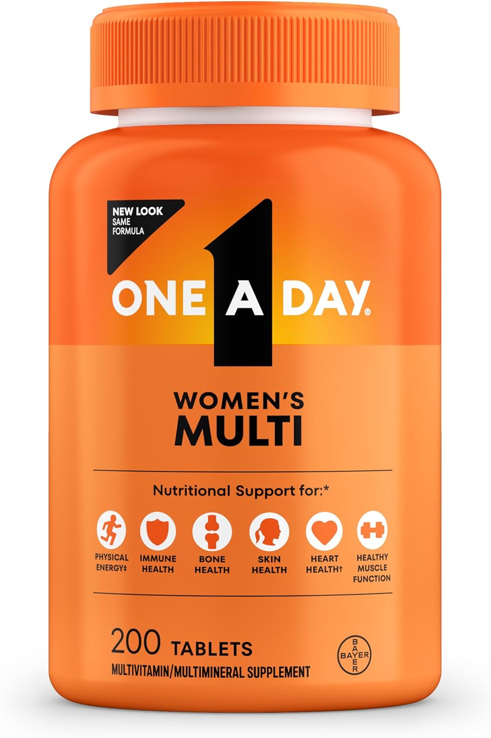 One A Day Multivitamin for Women — Daily Women’s Vitamins with Biotin, Calcium, Folic Acid, Iron & Zinc, 200 Tablets - görsel 1
