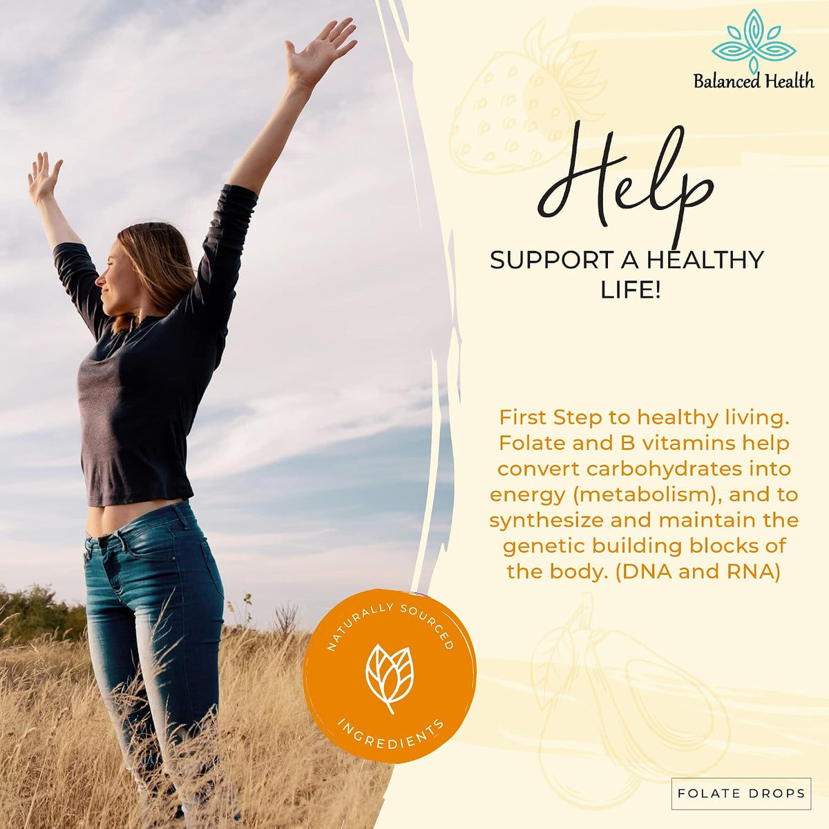 Balanced Health Folate Drops - 500mcg L-5-MTHF, 120 Servings, 60ml, Butterscotch Flavour - görsel 3