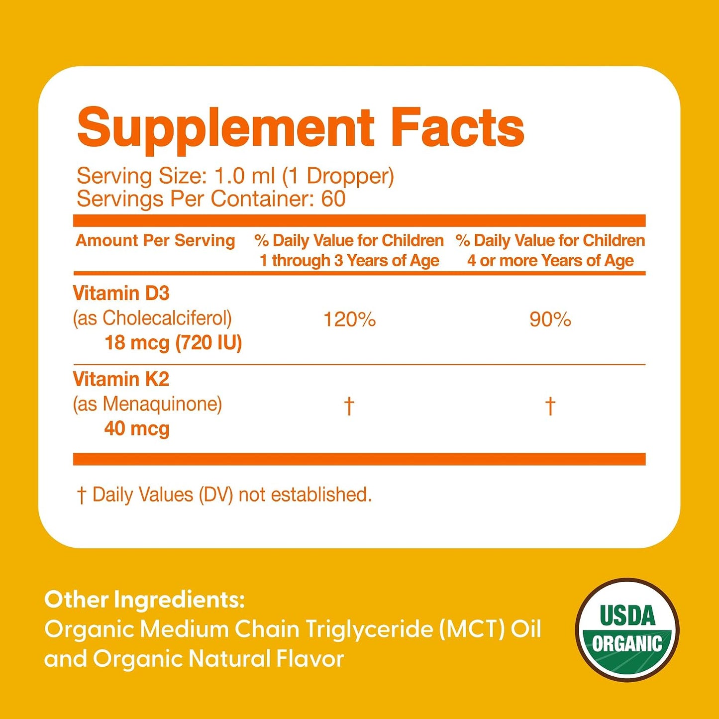 Feel Great USDA Organic Liquid Vitamin D Drops for Infants & Toddlers with K2, 2 oz - görsel 5