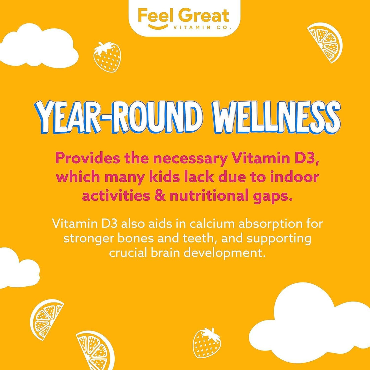 Vitamin D3 + K2 1000IU Gummy Vitamins for Kids (60 Day Supply) by Feel Great Vitamin Co - görsel 5