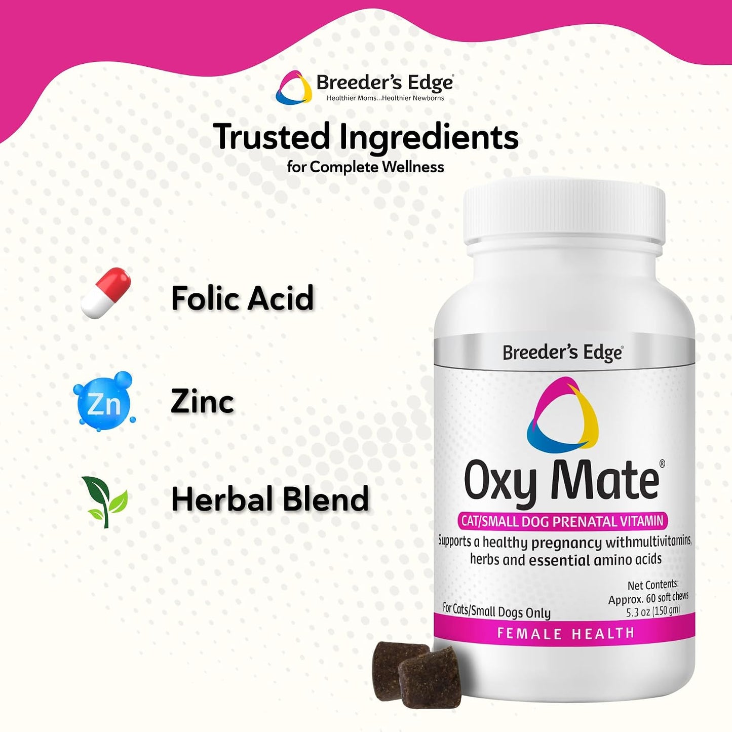 Breeder's Edge Oxy Mate Prenatal Supplements for Dogs & Cats, 60 Soft Chews - görsel 4