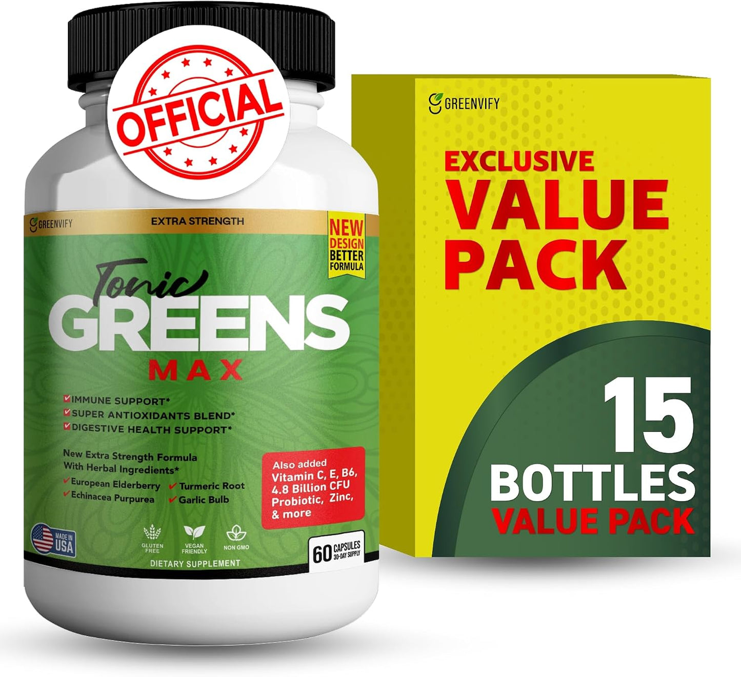 Tonic Greens Max - Extra Strength Immune Support & Digestive Health Supplement, 60 Capsules - görsel 9