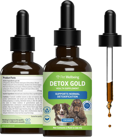 Pet Wellbeing Detox Gold for Dogs – Gentle Cleansing & Immune Support, Veterinary-Formulated Herbal Supplement (60 ml)