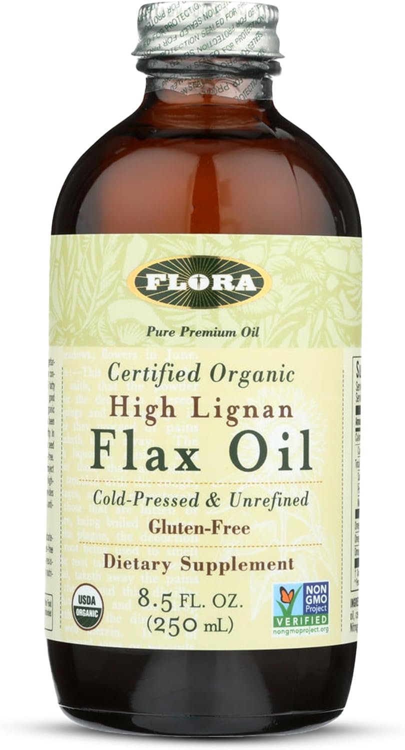 Flora High Lignan Flax Oil - Organic Omega-3, 6, 9 with Lignans - Cold-Pressed, Non-GMO, Gluten-Free - 250 ml - görsel 1
