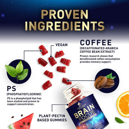 Nature's Nutrition Brain Supplement with Phosphatidylserine – Memory and Focus Gummies, 60 Count