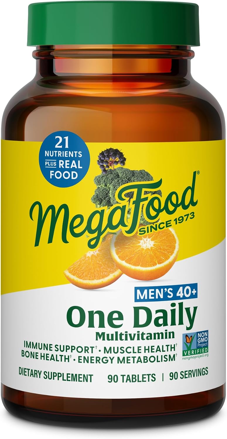 MegaFood Multivitamin for Men 40+ - One Daily Multivitamin with Methylated B12, Vitamin D3, and Zinc - 90 Tablets - görsel 1
