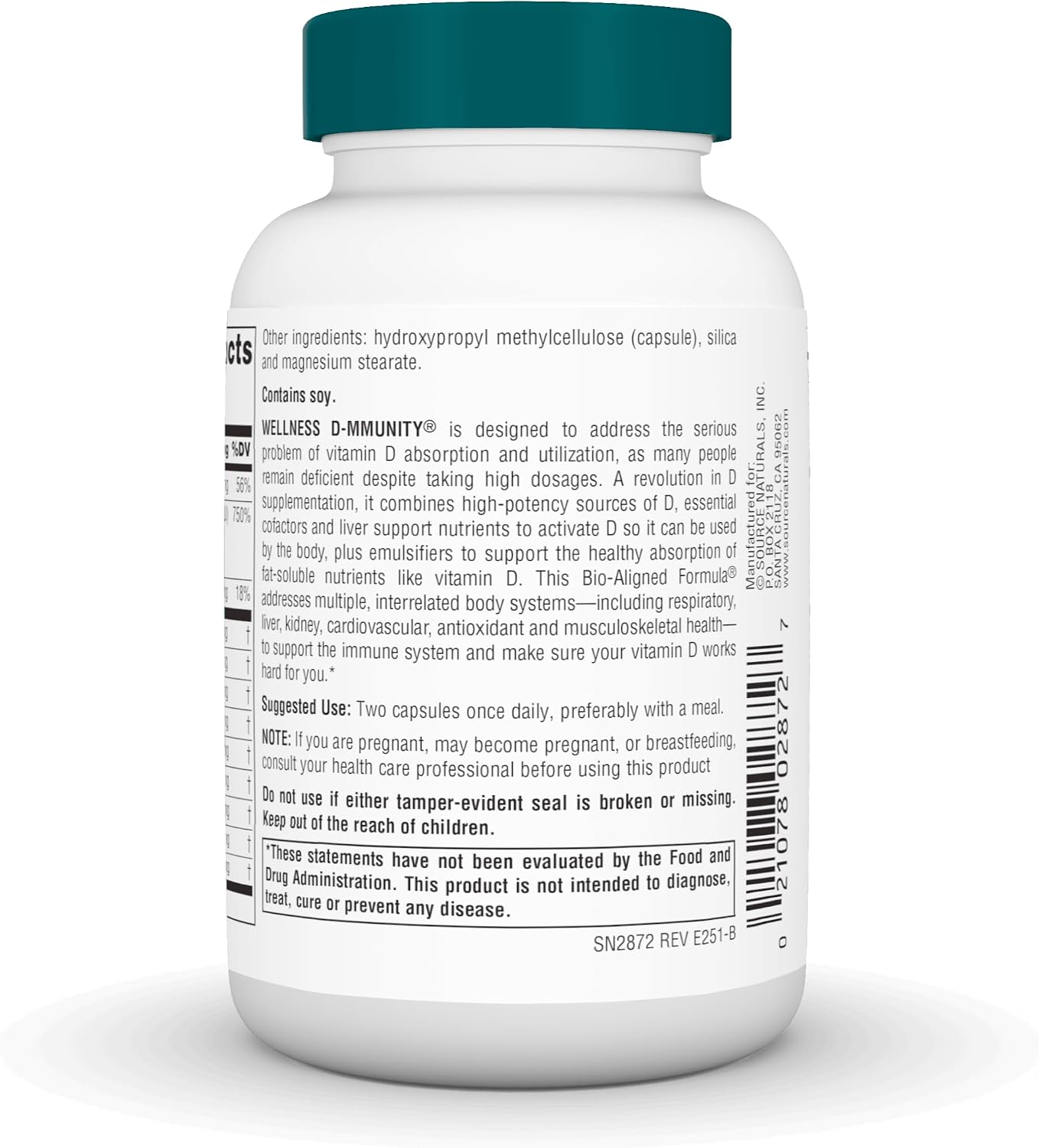 Source Naturals Wellness D-mmunity - Bio-Aligned Vitamin D Immune Formula, 60 Vegetarian Capsules - görsel 3