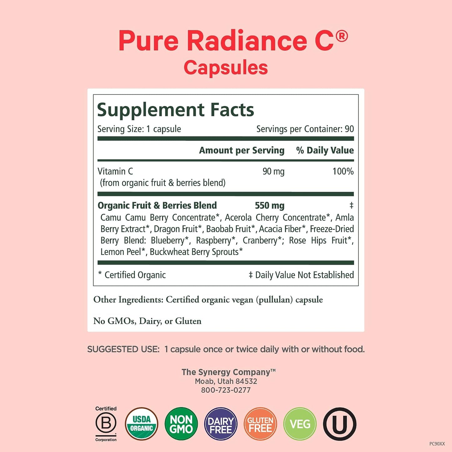 Pure Radiance C - Organic Vitamin C Capsules - Whole Food, Non-GM, 90 Capsules - görsel 2