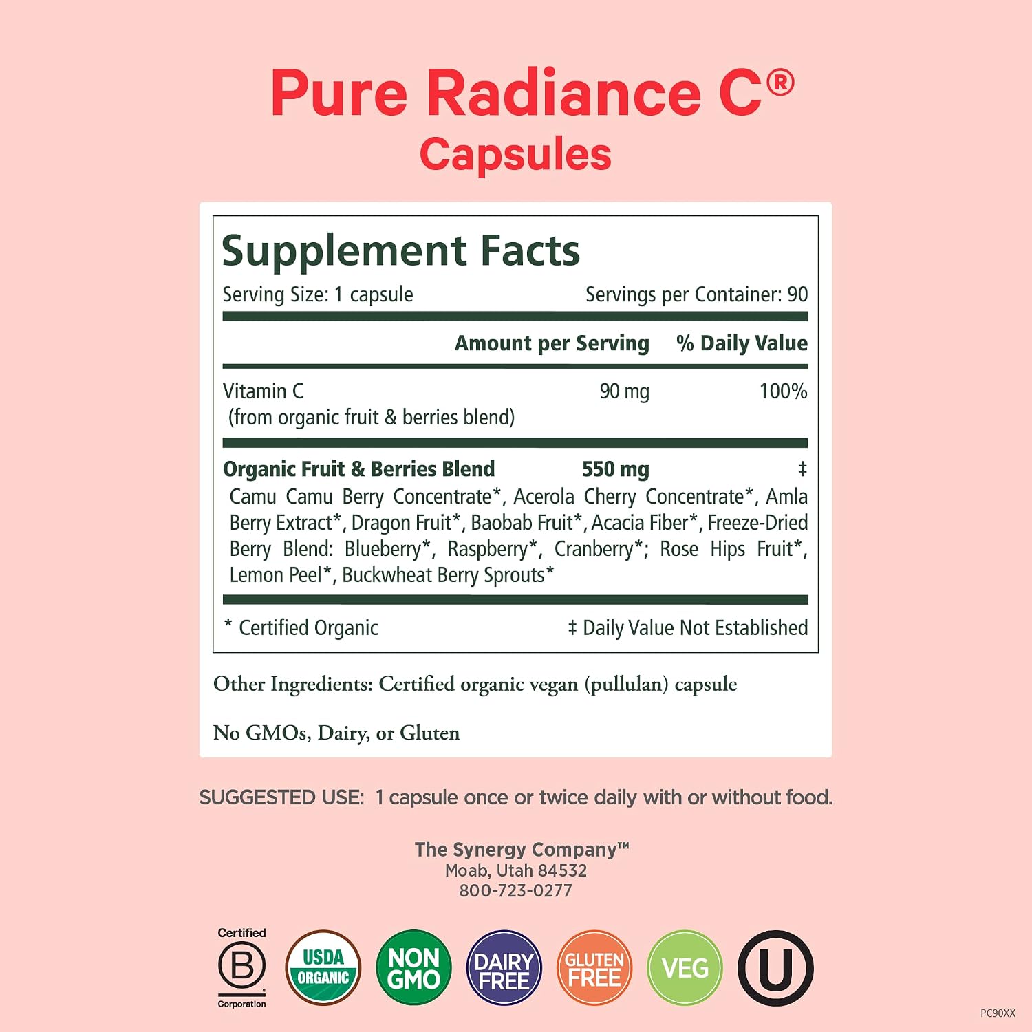 Pure Radiance C - Organic Vitamin C Capsules - Whole Food, Non-GM, 90 Capsules - görsel 2