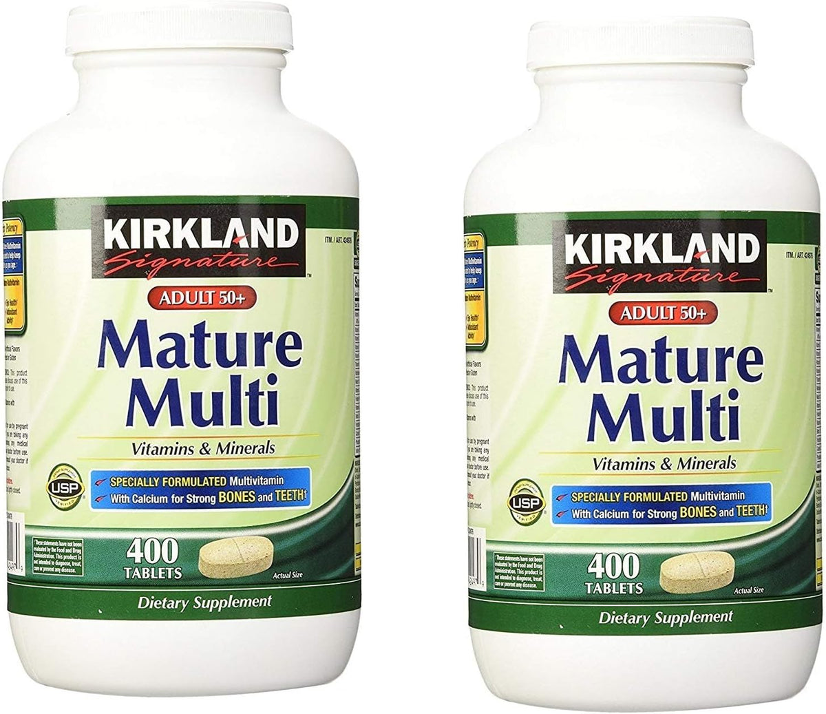 Kirkland Signature Adult 50+ Multi Vitamins & Minerals, 400 Tablets (2 Pack) - görsel 1