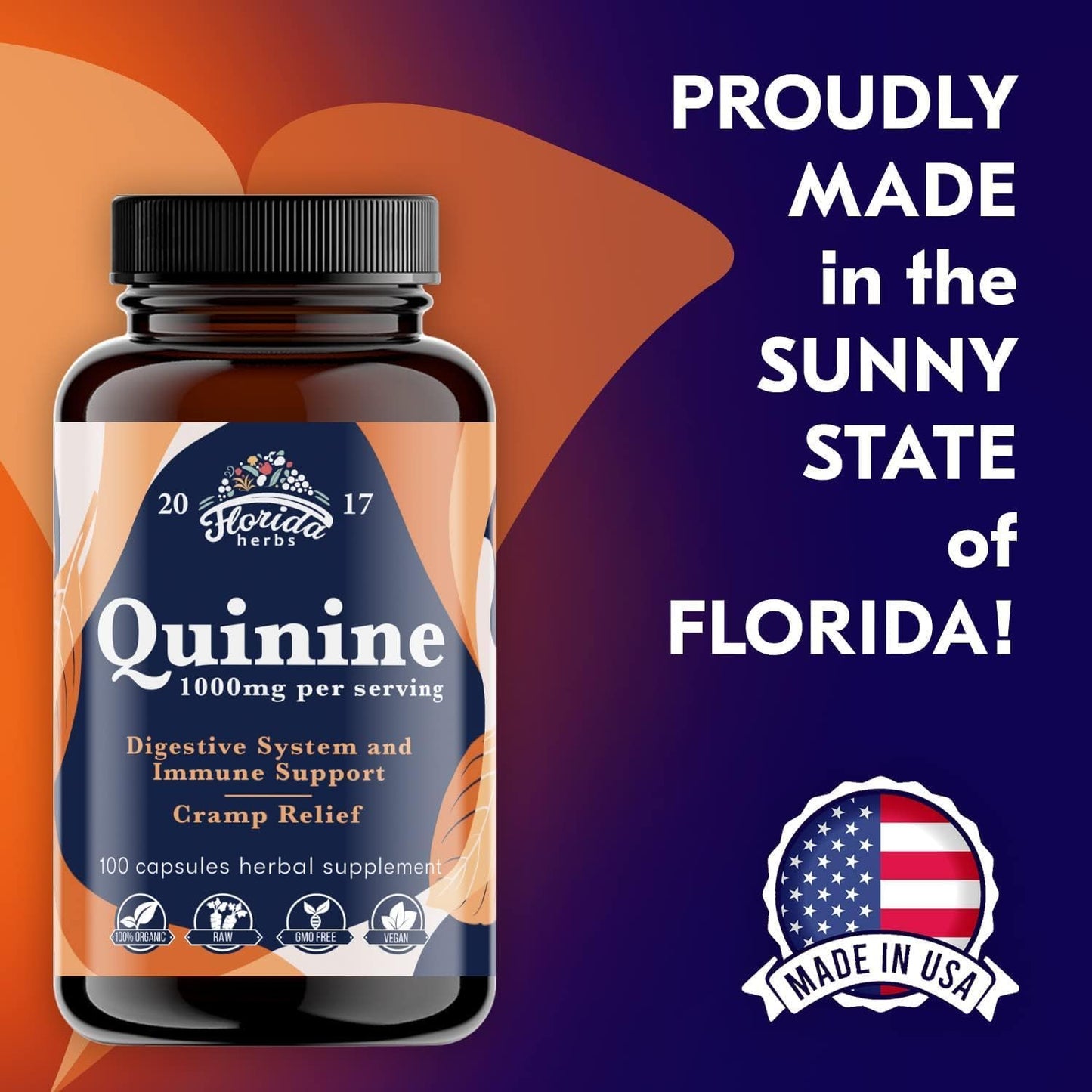 Leg Cramp Support – Organic Quinine Capsules from Cinchona Bark – 1000 mg – 330 Capsules - görsel 2