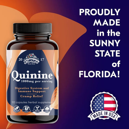 Leg Cramp Support – Organic Quinine Capsules from Cinchona Bark – 1000 mg – 330 Capsules