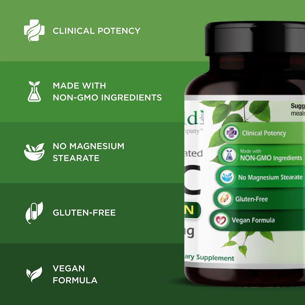 EMERALD LABS NAC 600mg – N-Acetyl-L-Cysteine Vegan Supplement (60 Capsules) - görsel 4
