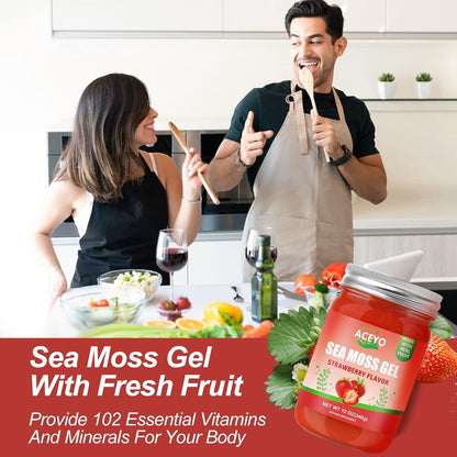 ACEYO Irish Sea Moss Gel – Raw Vegan Strawberry Flavour (340 g)
