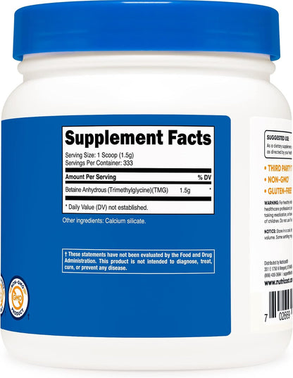 Nutricost Betaine Anhydrous (TMG) Powder - 500g (3-Pack)
