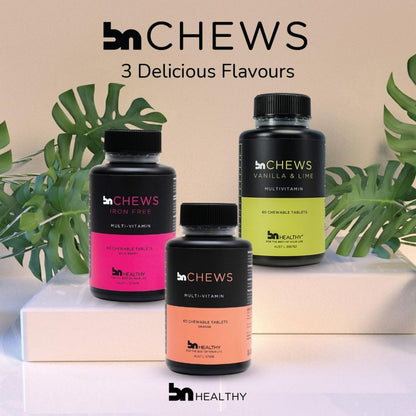 BNHealthy Chews Bariatric Multivitamin with Iron - Chewable Daily, Raspberry Flavoured, 60 Tablets
