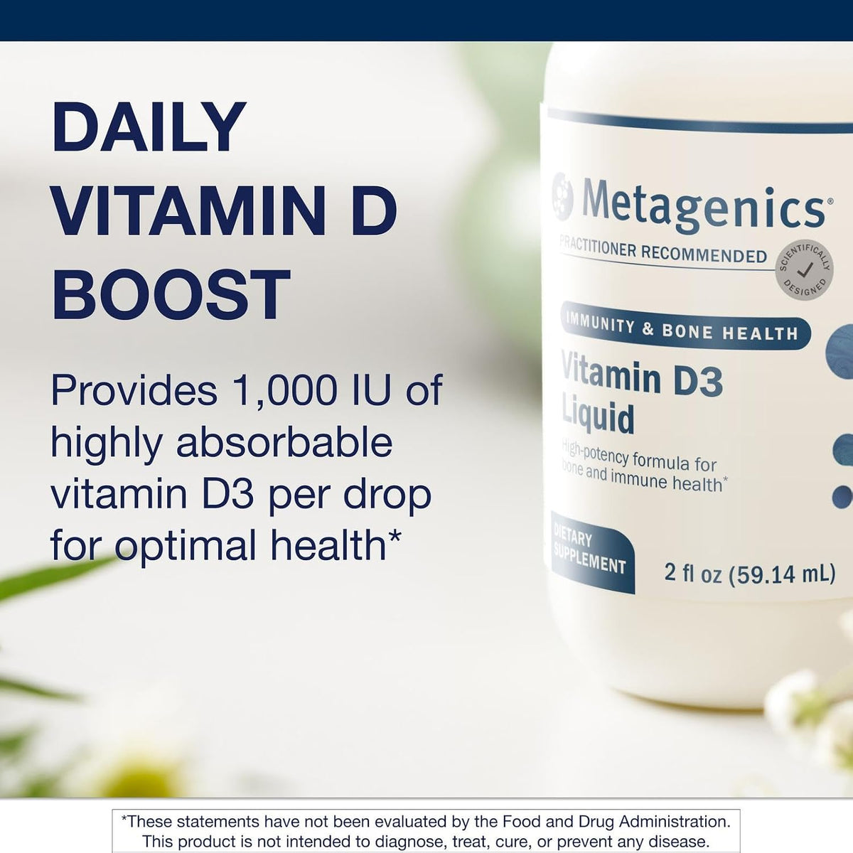 Metagenics Vitamin D3 Liquid Supplement - High Absorbency Liquid D3 for Bone Health & Immune Support - 60 ml (2275 Doses) - görsel 3