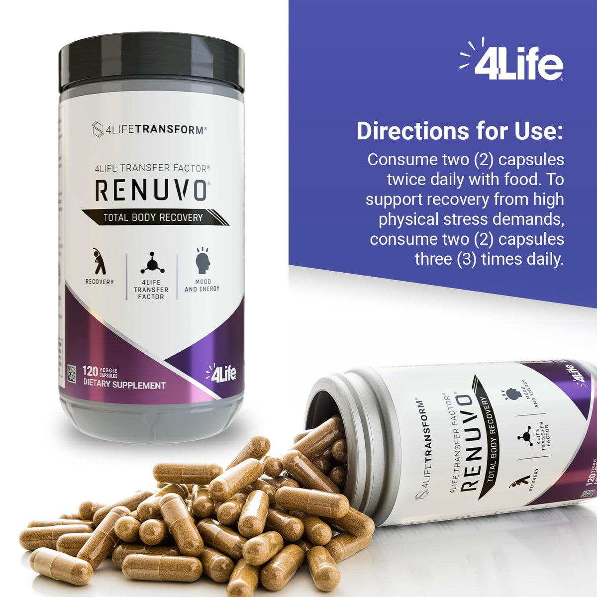 4Life Transform Renuvo Recovery Supplement, Schisandra, 120 Vegetable Capsules - görsel 5
