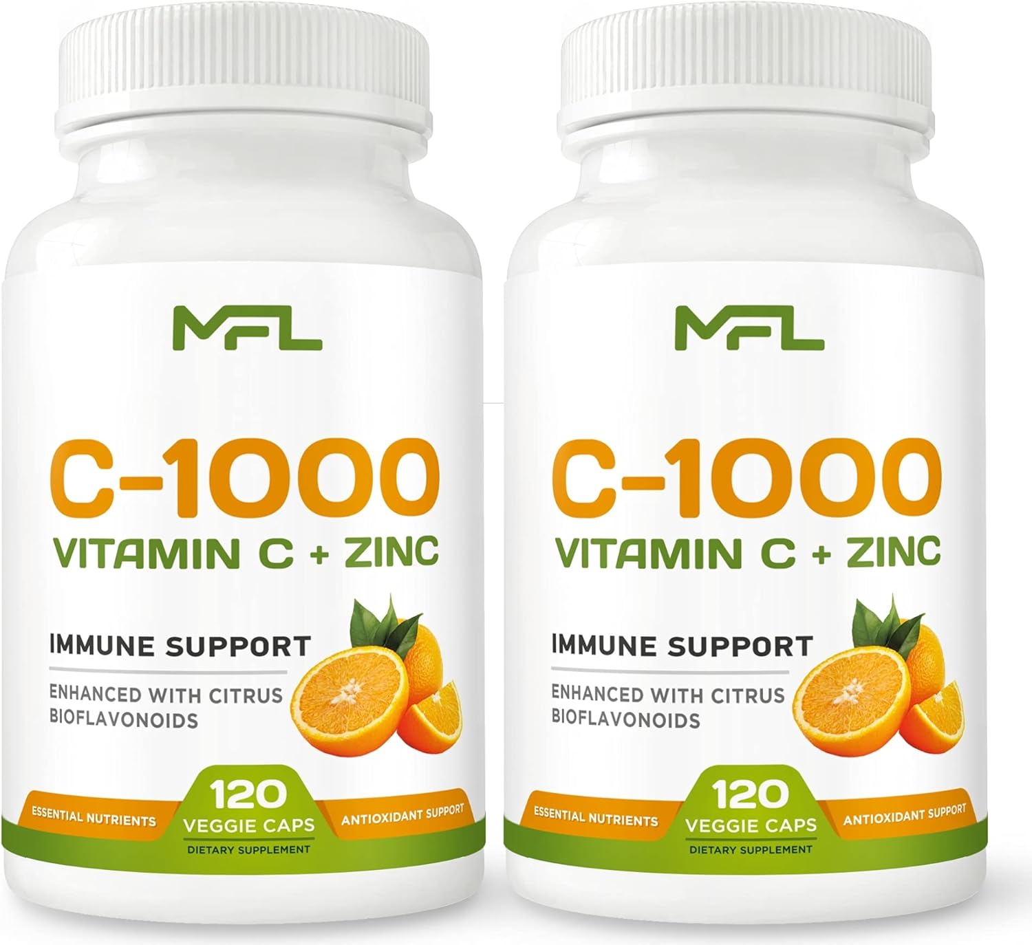 MUSCLE FOOD LABS (MFL) Vitamin C + Zinc, 1000mg with Citrus Bioflavonoids, 240 Vegetable Capsules (Pack of 2) - görsel 1