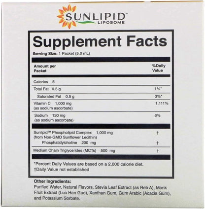 SunLipid Liposomal Vitamin C with MCT Oil – 30 Sachets, 5 ml Each