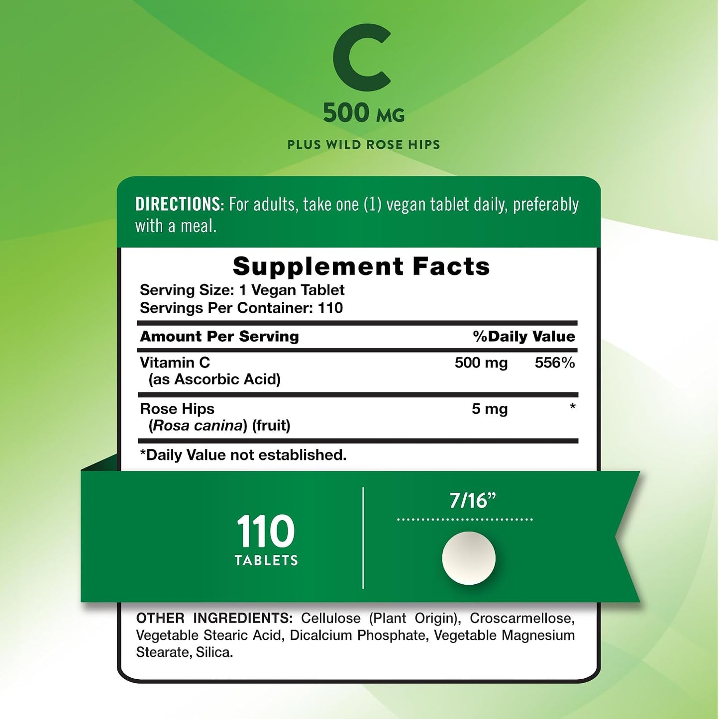 Nature's Truth Vitamin C with Rose Hips 500 mg, 110 Tablets - görsel 2