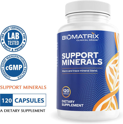 BioMatrix Chelated Mineral Supplement – Iron-Free, Calcium, Magnesium, Zinc, Vitamin D3, Copper & Iodine – Vegetarian Capsules, 30-Day Supply