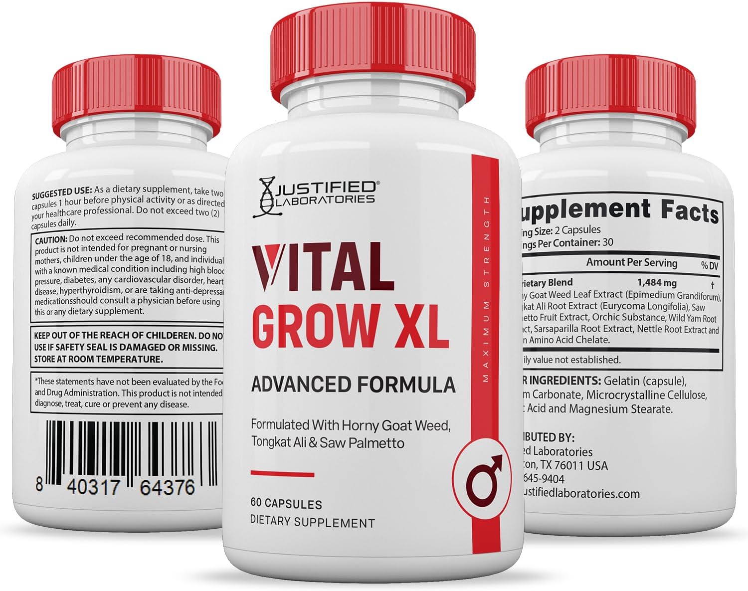Vital Grow XL Capsules – 3 Pack, 1484mg Advanced Formula for Men (180 Capsules) - görsel 7
