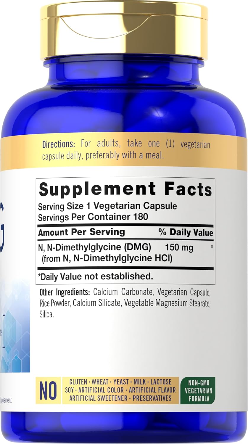 Carlyle DMG N-Dimethylglycine 150 mg | 180 Capsules | Non-GMO, Gluten-Free Food Supplement - görsel 2