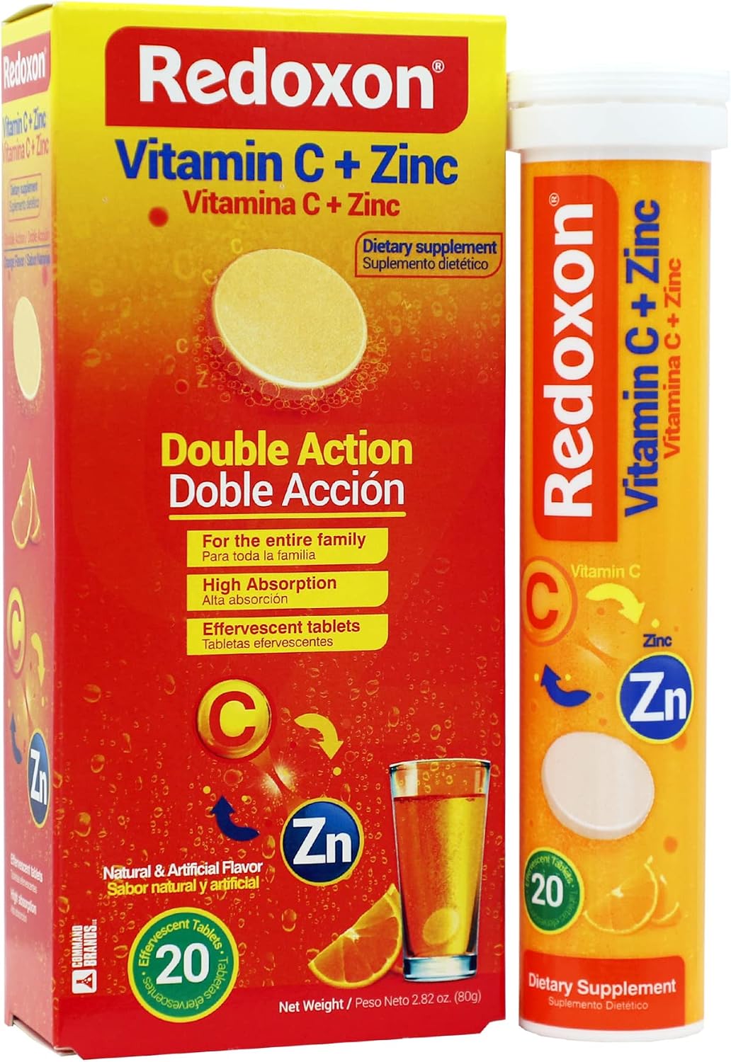 Redoxon Vitamin C + Zinc Effervescent Tablets, Orange Flavour (20 Tablets) - görsel 1