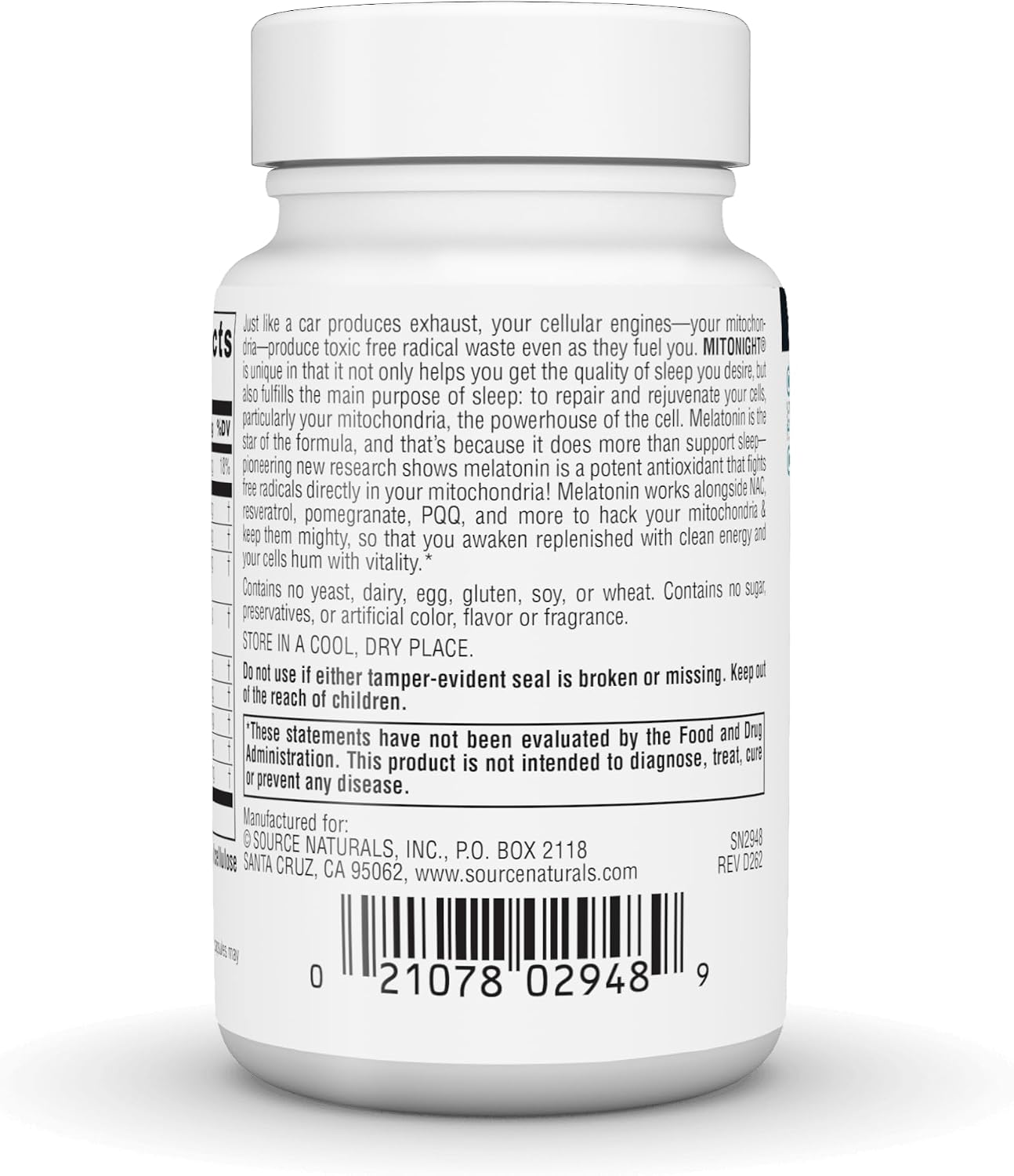 Source Naturals MitoNight® with Melatonin, Nighttime Care for Mitochondrial Repair - 30 Capsules - görsel 6