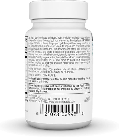 Source Naturals MitoNight® with Melatonin, Nighttime Care for Mitochondrial Repair - 30 Capsules