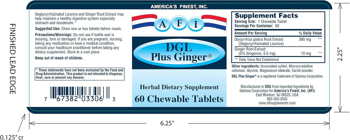 AFI DGL Plus Ginger Chewable Tablets - 60 Tablets - görsel 5