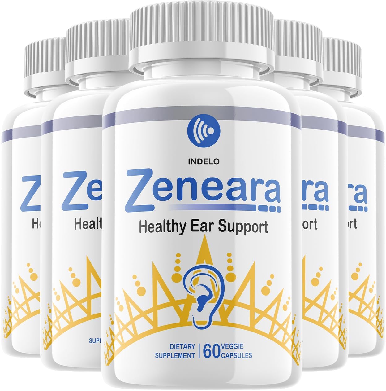 Zeneara Healthy Ear Support Supplement – Ear Ringing Relief Formula, Maximum Strength Capsules (5 Pack – 300 Capsules) - görsel 1