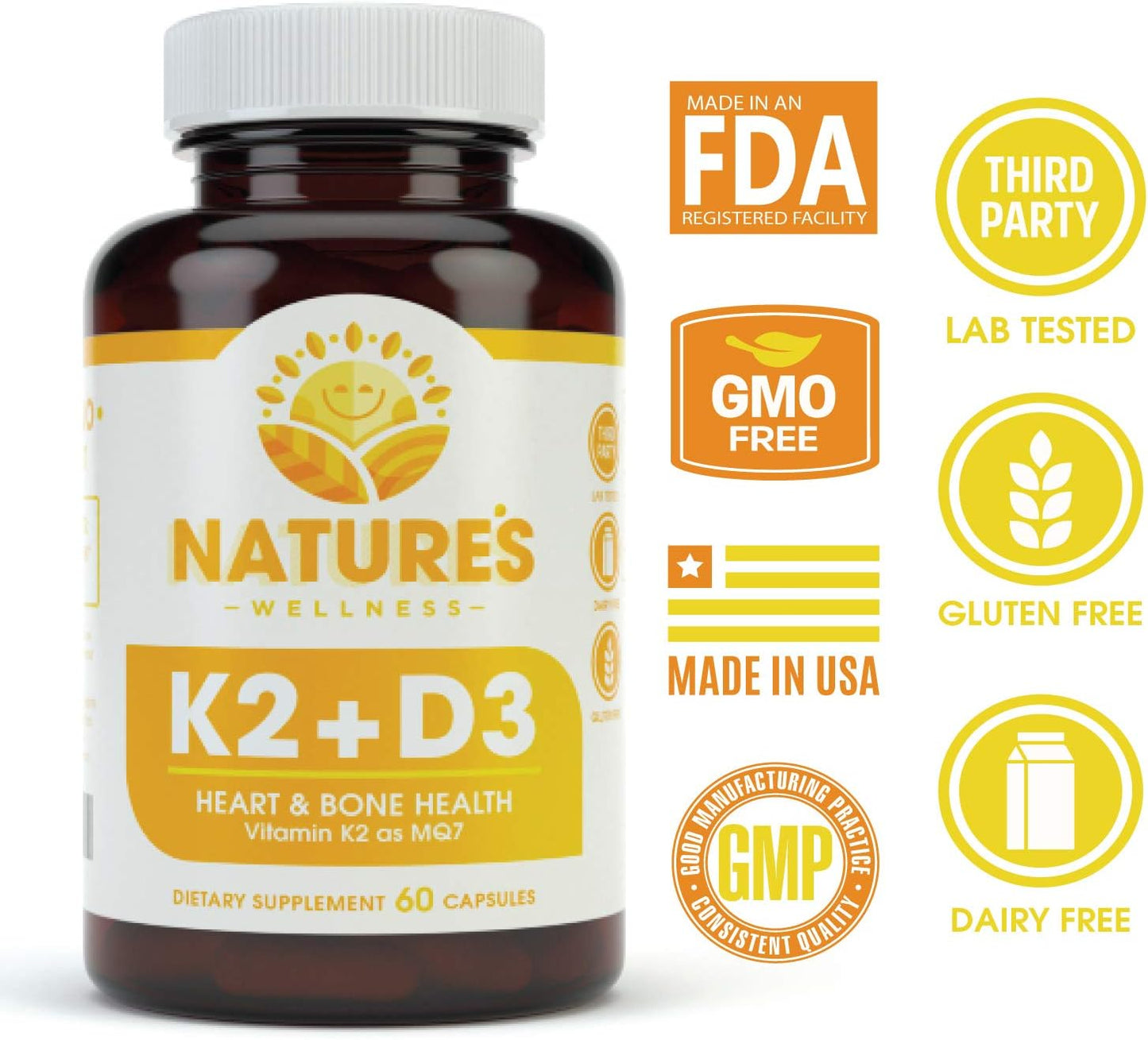 Vitamin D3 & K2 Supplement (5000 IU D3 + 100 mcg MK-7) – 60 Capsules - görsel 2