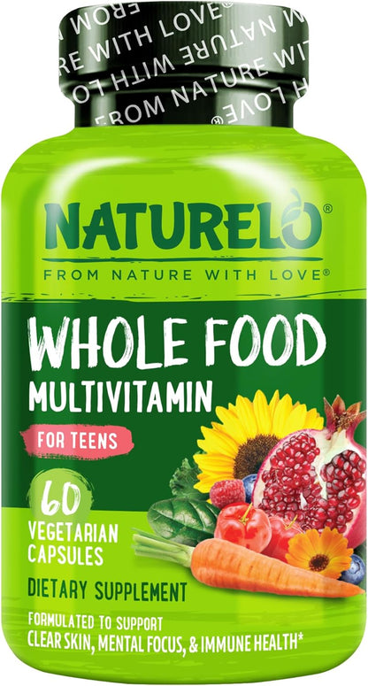 NATURELO Multivitamins for Teens – Whole Food Multivitamin with Minerals, 180 Capsules