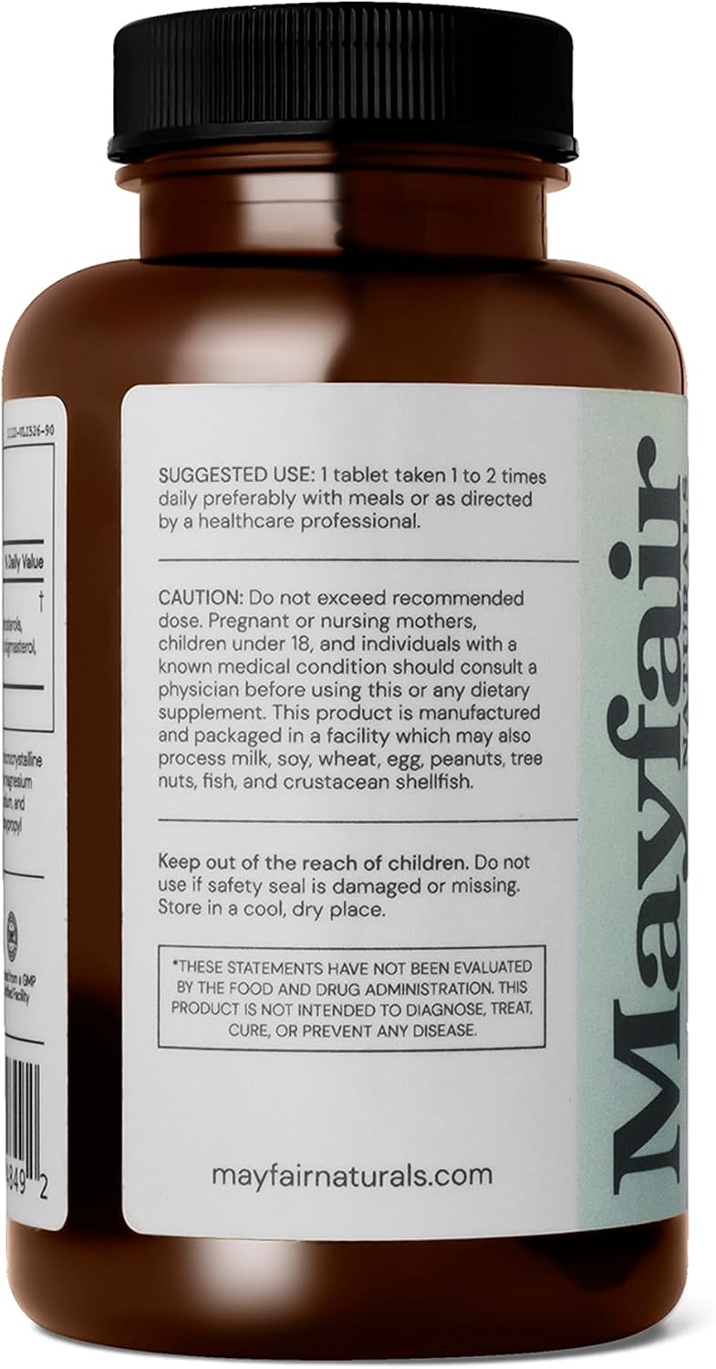 Mayfair Naturals Beta Sitosterol Complex, 500mg, Plant Sourced, 90 Tablets - görsel 5