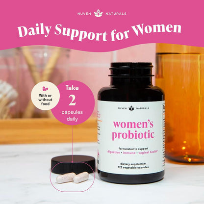 3-in-1 Women's Probiotic - 60 Capsules - 12 Unique Strains, Prebiotics, D-Mannose & Cranberry for Digestive, Vaginal & Immune Health
