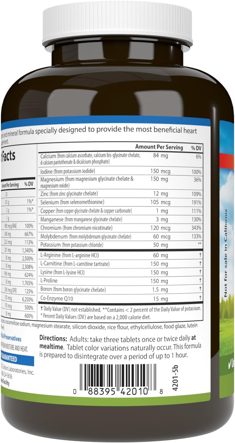 Carlson - Cardio Complete, Advanced Circulation Multivitamin, Heart Health, 180 Tablets - görsel 3