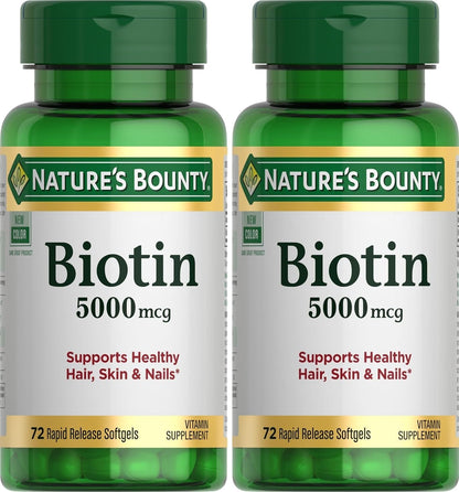 Nature's Bounty High Strength Biotin 5000mcg Softgels, 2-Pack
