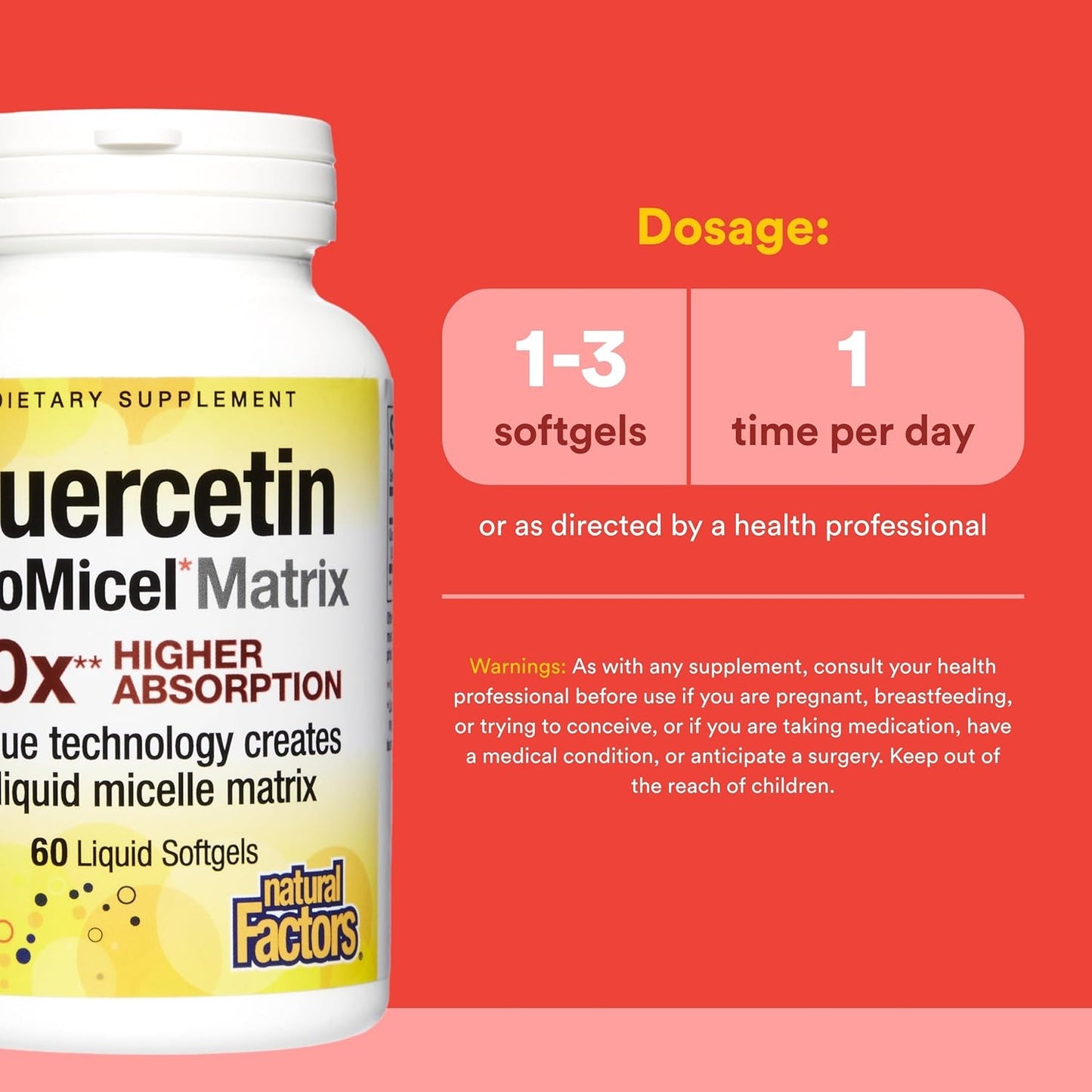 Natural Factors Quercetin LipoMicel Matrix - Superior Absorption Softgels, 60 Softgels - görsel 3
