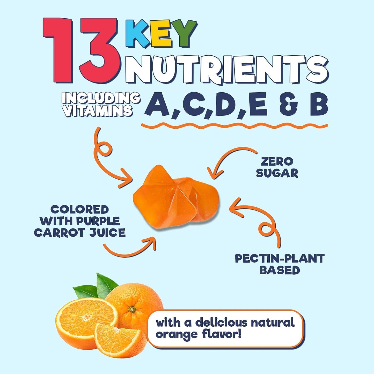 Nature's Nutrition Kids Multivitamin Gummies - Sugar Free - Orange Flavour - Non-GMO - 60 Gummies - görsel 3