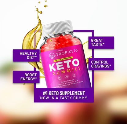 TropiKeto Keto ACV Gummies Extra Strength (3 Pack, 180 Gummies)