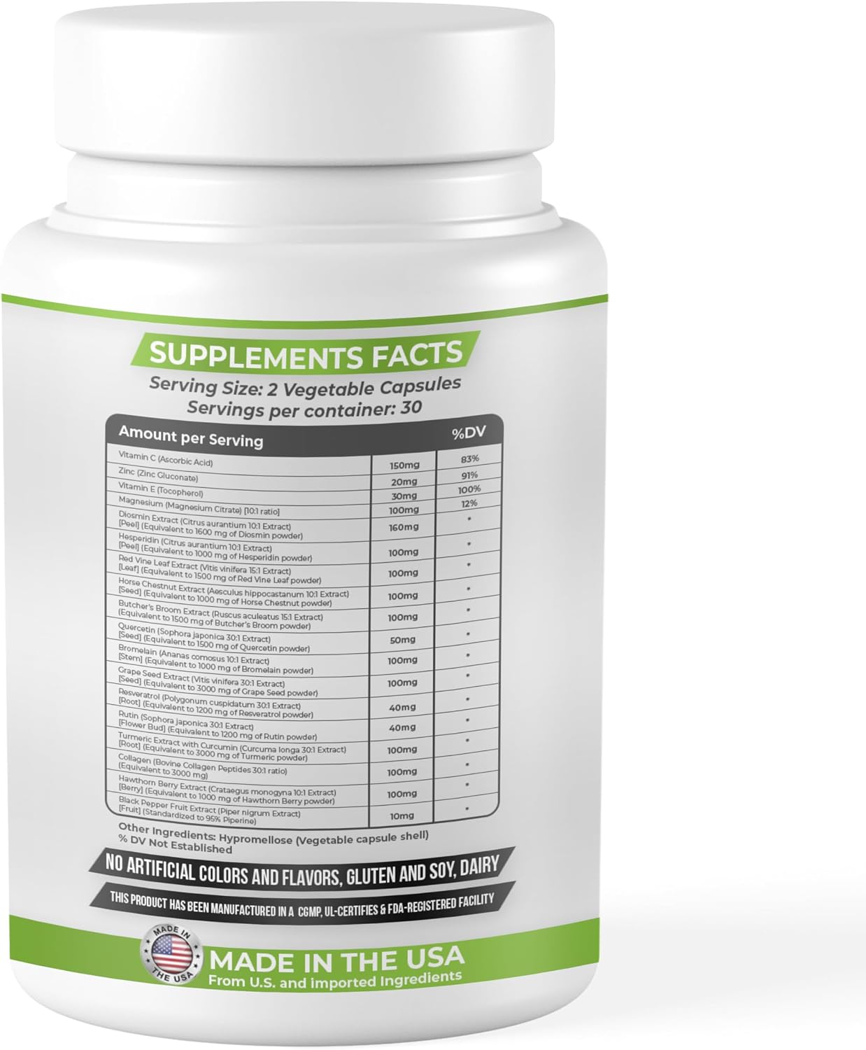 Dash of Vigour 18-in-1 Diosmin Hesperidin Supplement | Quercetin, Bromelain, Zinc, Vitamin C with Rutin | 60 Capsules - görsel 6