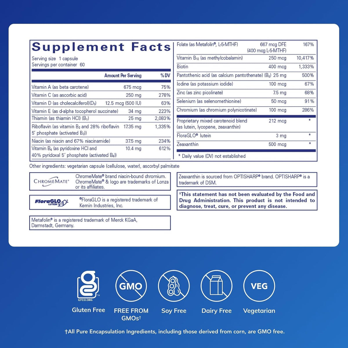 Pure Encapsulations Multi T/D Multivitamin & Mineral Supplement – 60 Capsules - görsel 2