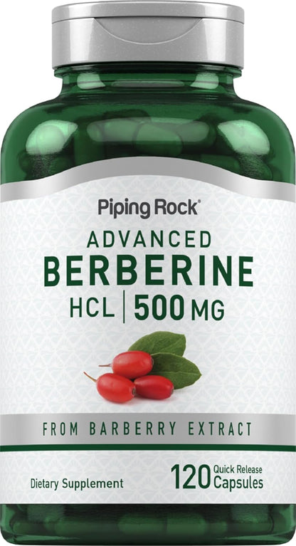 Piping Rock Berberine HCL 500mg Capsules, 120 Capsules