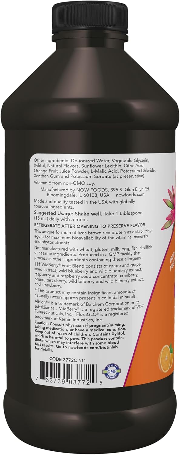 NOW Foods Liquid Multivitamin, Tropical Orange Flavour, Fast Absorption with Added Phytonutrients, 473 ml - görsel 3