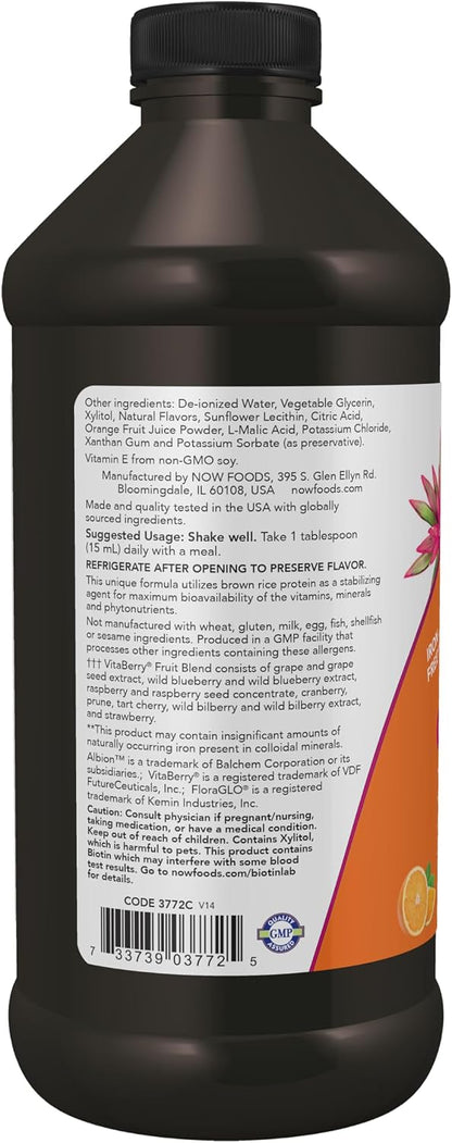 NOW Foods Liquid Multivitamin, Tropical Orange Flavour, Fast Absorption with Added Phytonutrients, 473 ml