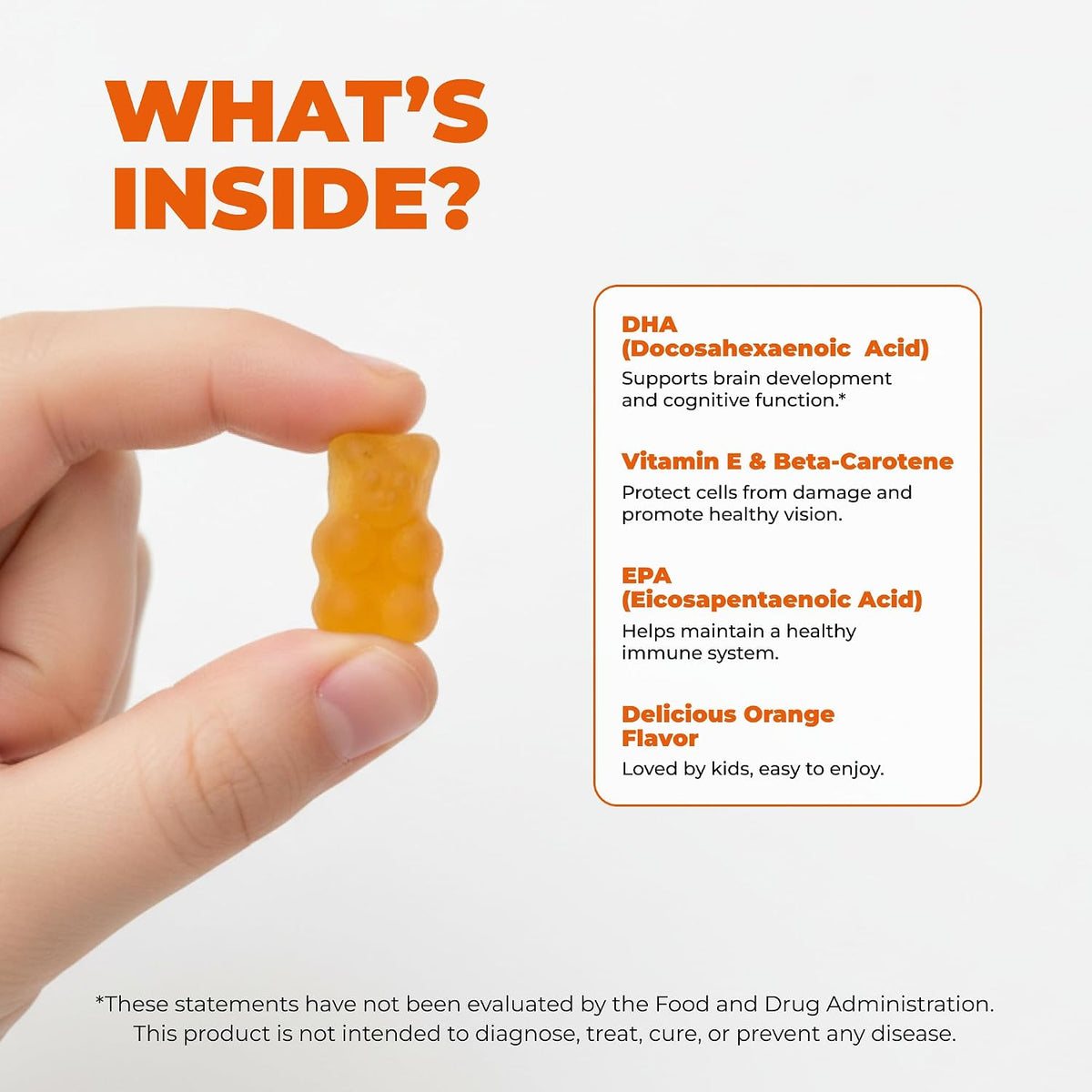 Premium Kids Omega-3 Gummies – Orange Flavour Fish Oil for Kids – Omega-3 Gummies for Children – No Fish Burps – Brain, Eye & Immune Support – 2 Month Supply - görsel 4