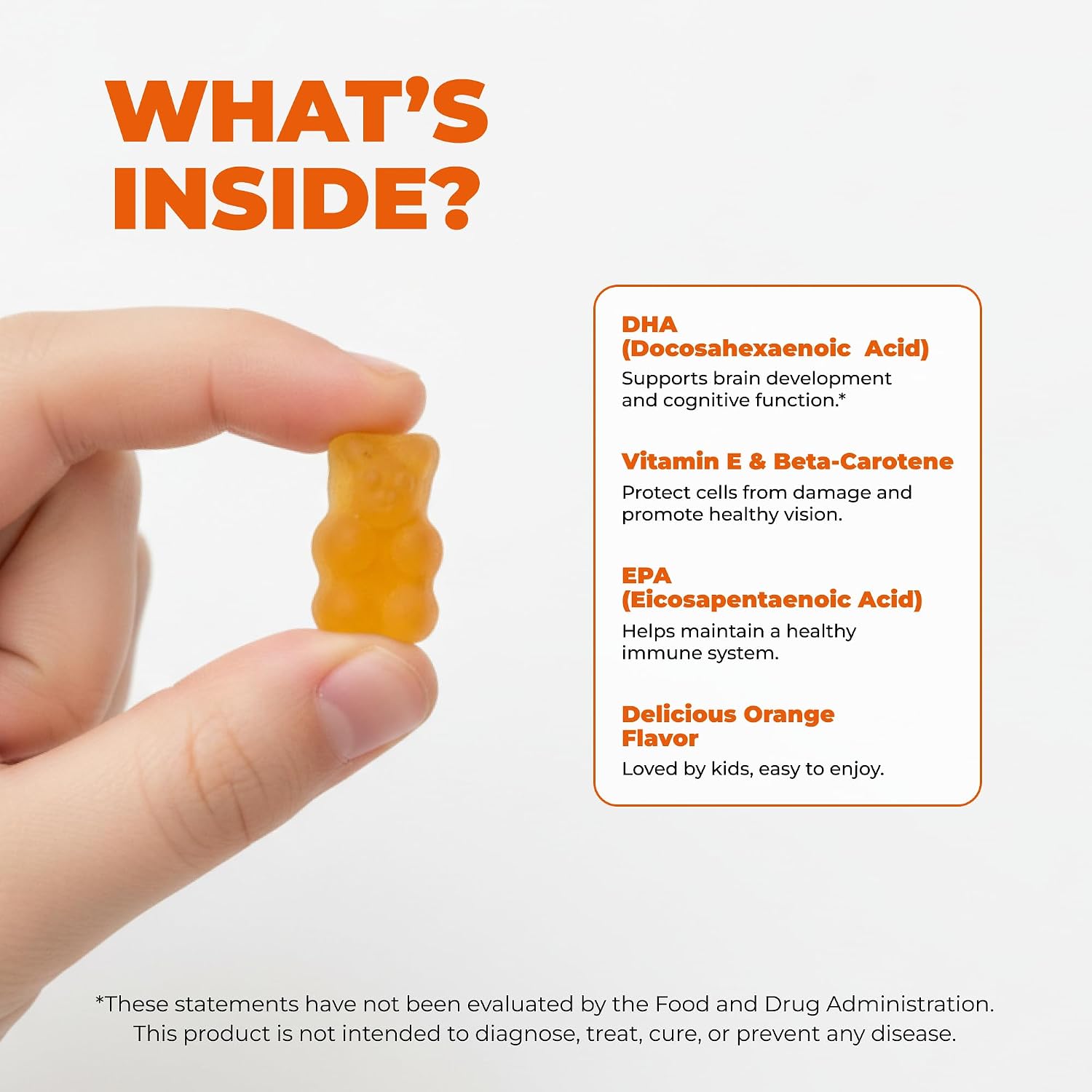Premium Kids Omega-3 Gummies – Orange Flavour Fish Oil for Kids – Omega-3 Gummies for Children – No Fish Burps – Brain, Eye & Immune Support – 2 Month Supply - görsel 4