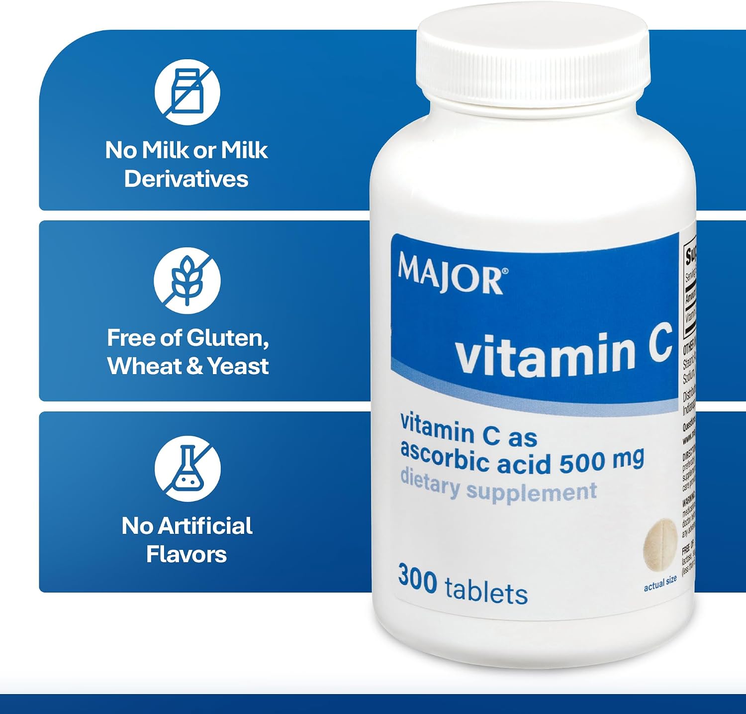 MAJOR Vitamin C-500 mg Ascorbic Acid Tablets – 300 Count - görsel 6